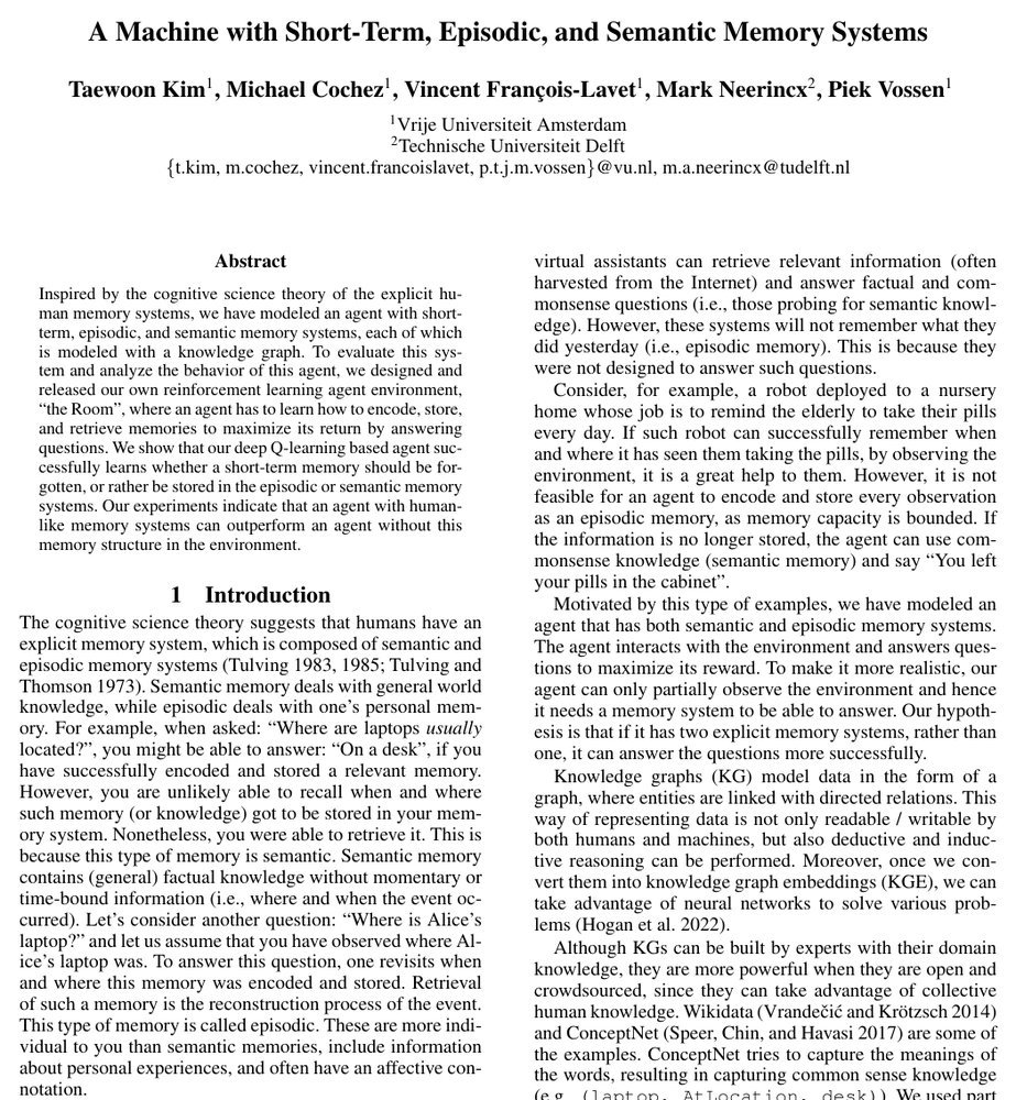 A Machine with Short-Term, Episodic, and Semantic Memory Systems