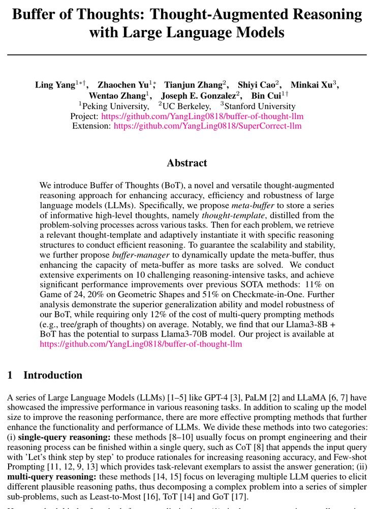 Buffer of Thoughts: Thought-Augmented Reasoning with Large Language Models