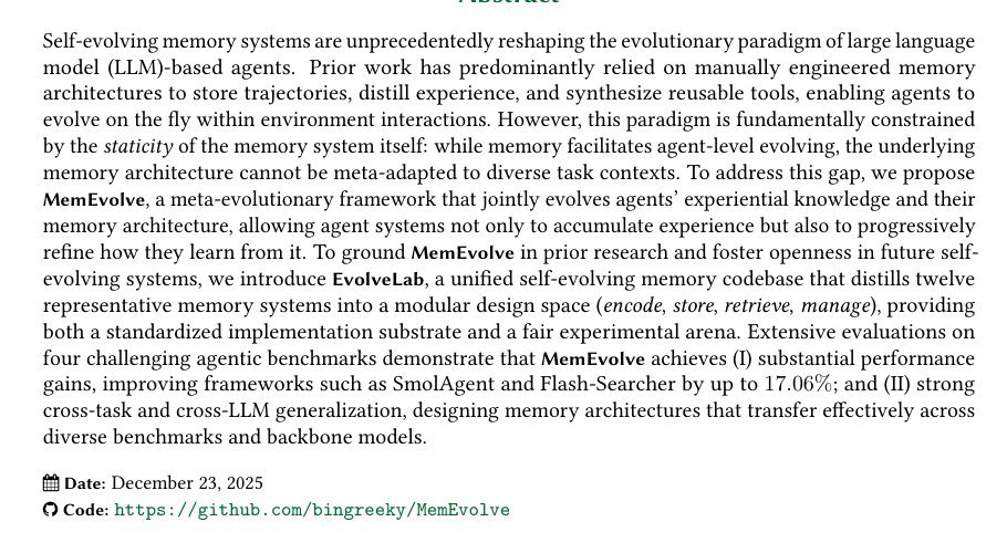 MemEvolve: Meta-Evolution of Agent Memory Systems