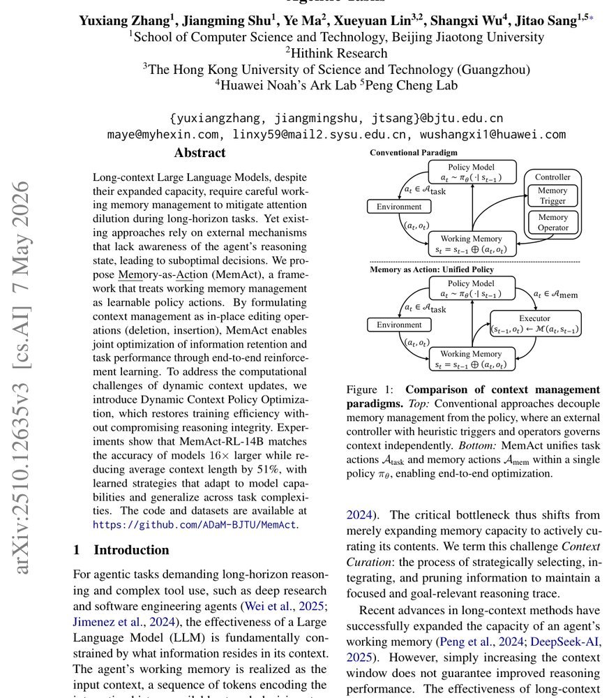 Memory as Action: Autonomous Context Curation for Long-Horizon Agentic Tasks