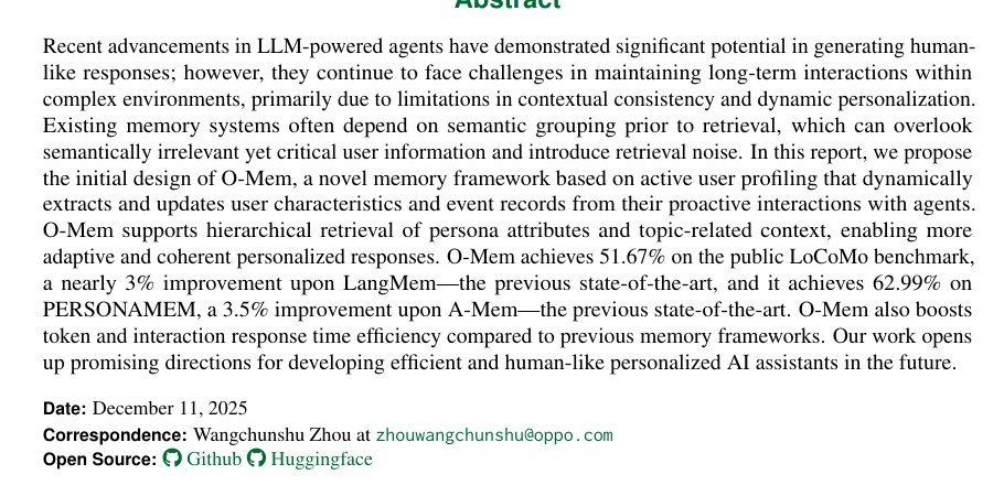O-Mem: Omni Memory System for Personalized, Long Horizon, Self-Evolving Agents