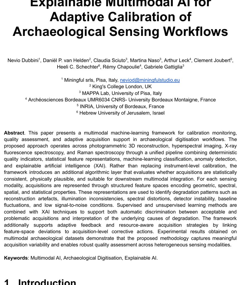 Explainable Multimodal AI for Adaptive Calibration of Archaeological Sensing Workflows Figure 1