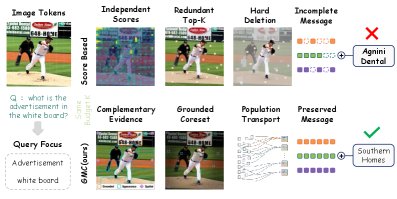 Messages, Not Tokens: Grounded Coresets for Faithful VLM Compression Figure 1