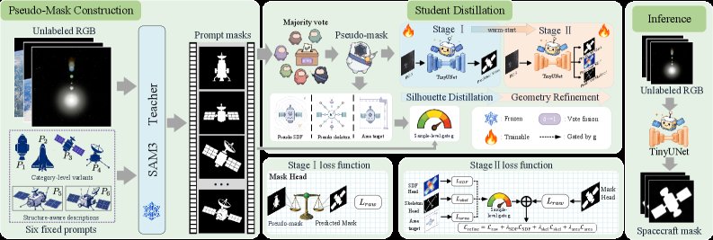 GeoDistill-Refine: Silhouette-First Geometry Distillation for Annotation-Free Spacecraft Segmentation Figure 1