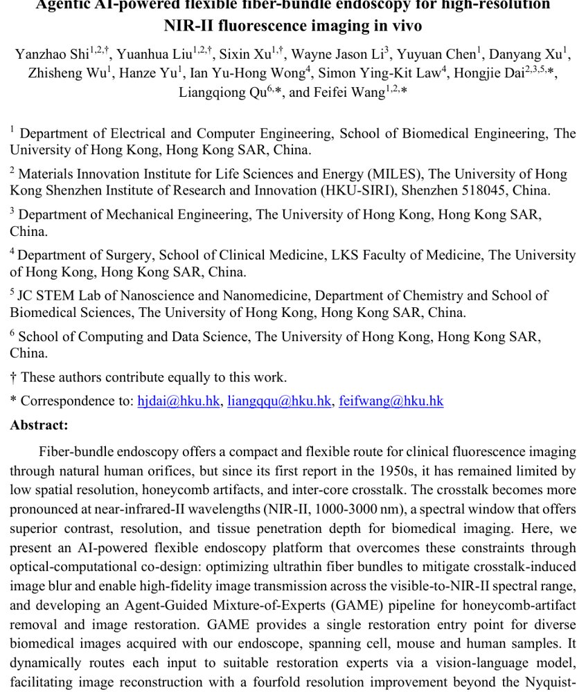 Agentic AI-powered flexible fiber-bundle endoscopy for high-resolution NIR-II fluorescence imaging in vivo Figure 1