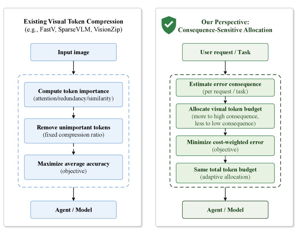 Not All Visual Tokens Are Equally Safe to Remove:Consequence-Sensitive Visual Token Compression Figure 1