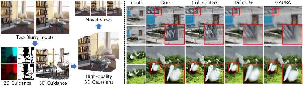 CasDeblurGS: Cascaded 2D-to-3D Multi-View Consistency for 3D Gaussian Splatting from Two Blurry Images Figure 1