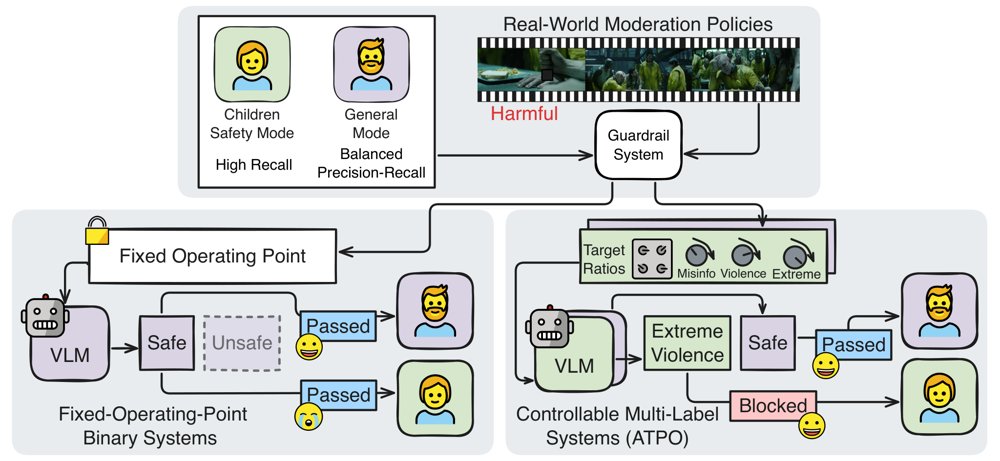Controllable Multi-label Video Safety Detection via Adaptive Tversky Policy Optimization Figure 1