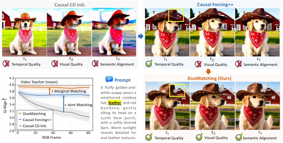 DuoMatching: Joint-Marginal Distribution Matching for Few-Step Video Generation Figure 1