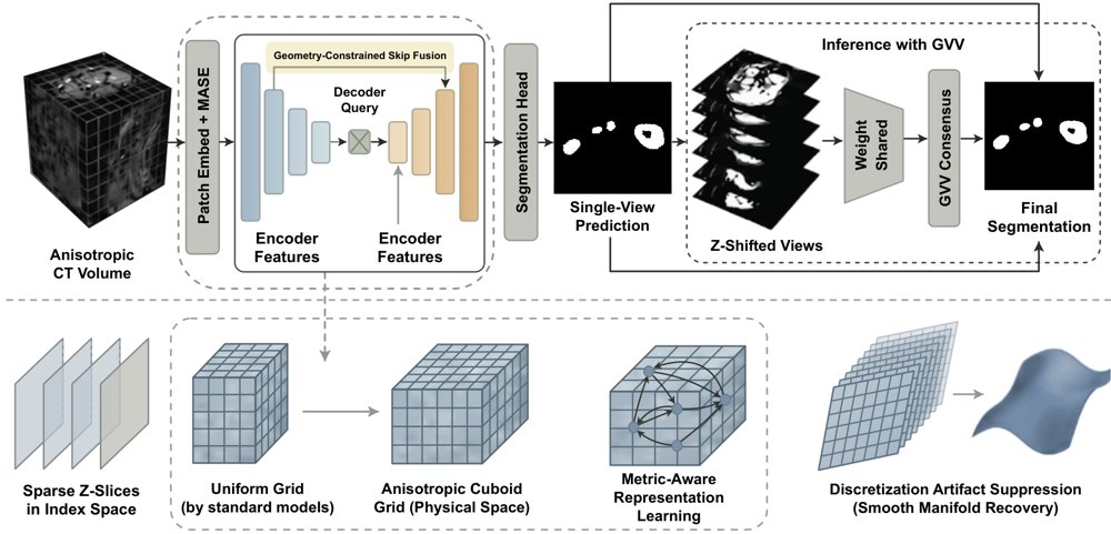 MAGEFormer: Learning Metric-Consistent Representations for Anisotropic CT Segmentation Figure 1