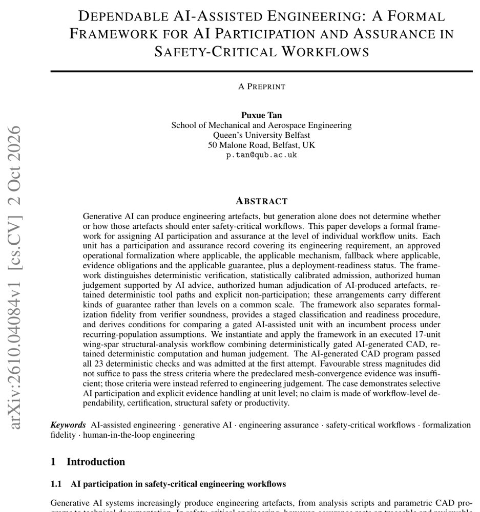 Dependable AI-Assisted Engineering: A Formal Framework for AI Participation and Assurance in Safety-Critical Workflows Figure 1
