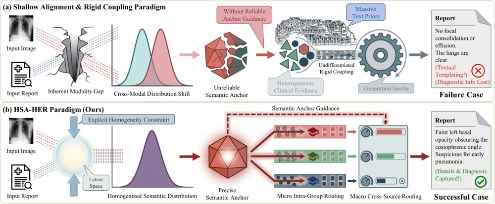 Homogeneous Semantic Alignment and Hierarchical Expert Routing for Radiology Report Generation Figure 1