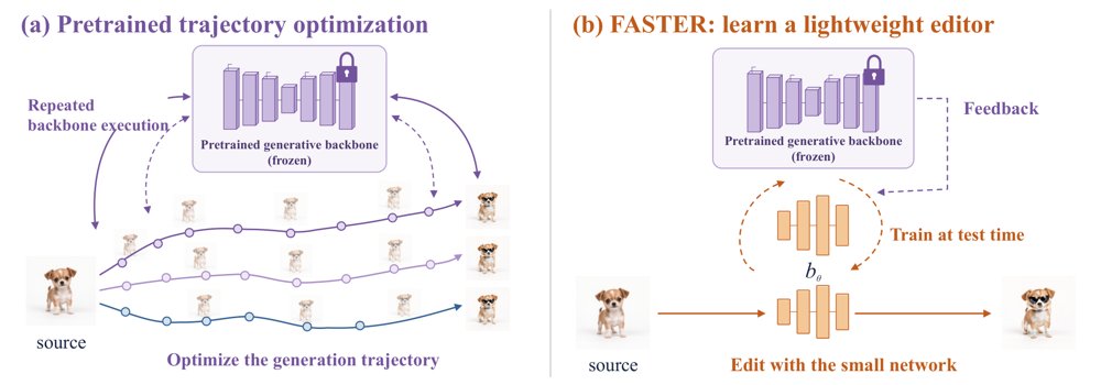 FASTER: Fast Adjoint Stochastic Transport for Endpoint Refinement in Reward-Guided Image Editing Figure 1