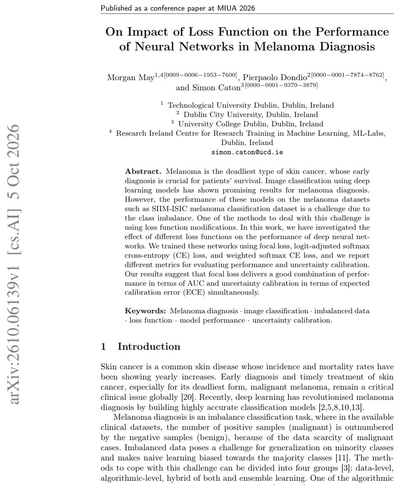 On Impact of Loss Function on the Performance of Neural Networks in Melanoma Diagnosis Figure 1