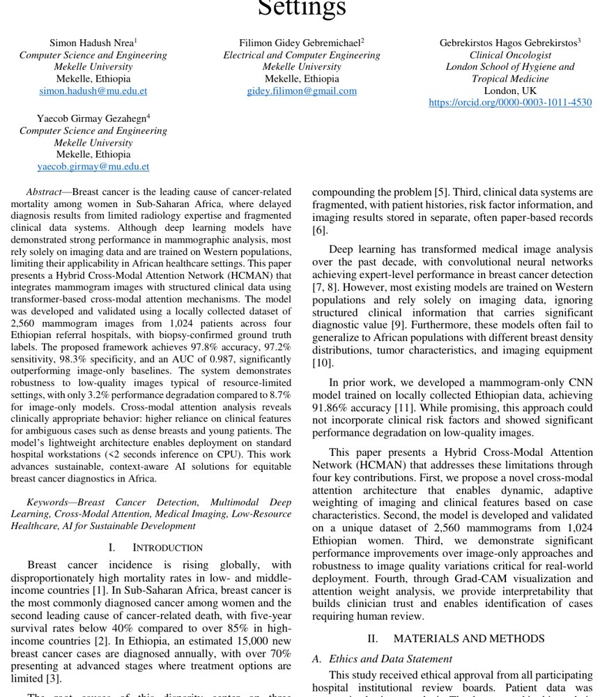 Hybrid Cross-Modal Attention Network for Early Breast Cancer Detection in Low-Resource Clinical Settings Figure 1