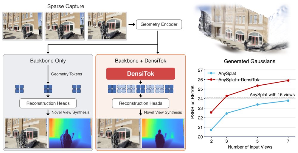 DensiTok: Making Feed-Forward 3D Gaussian Splatting See More Views Than It Is Given Figure 1