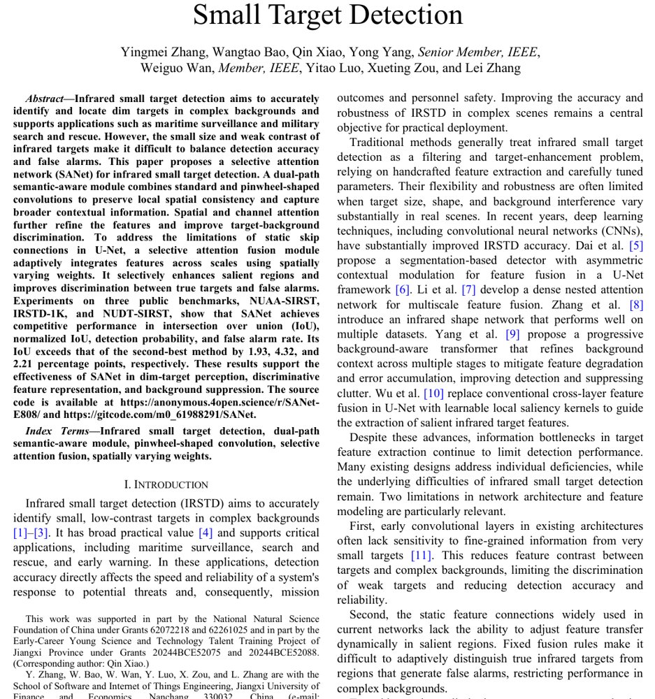 SANet: Selective Attention Network for Infrared Small Target Detection Figure 1
