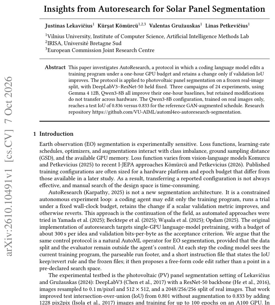Insights from Autoresearch for Solar Panel Segmentation Figure 1