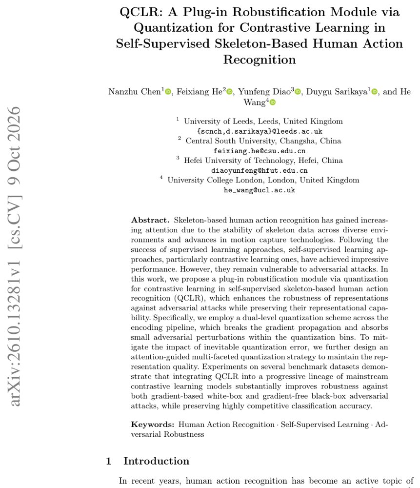 QCLR: A Plug-in Robustification Module via Quantization for Contrastive Learning in Self-Supervised Skeleton-Based Human Action Recognition Figure 1