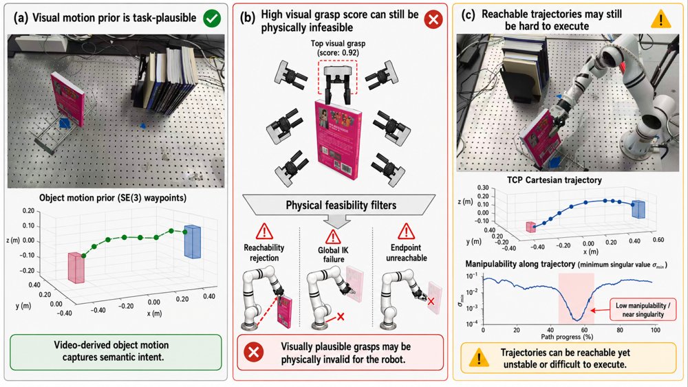 PhysV2A: Reachability-Gated and Semantic-Mask-Constrained Feasibility Completion for Video-to-Robot Manipulation Figure 1