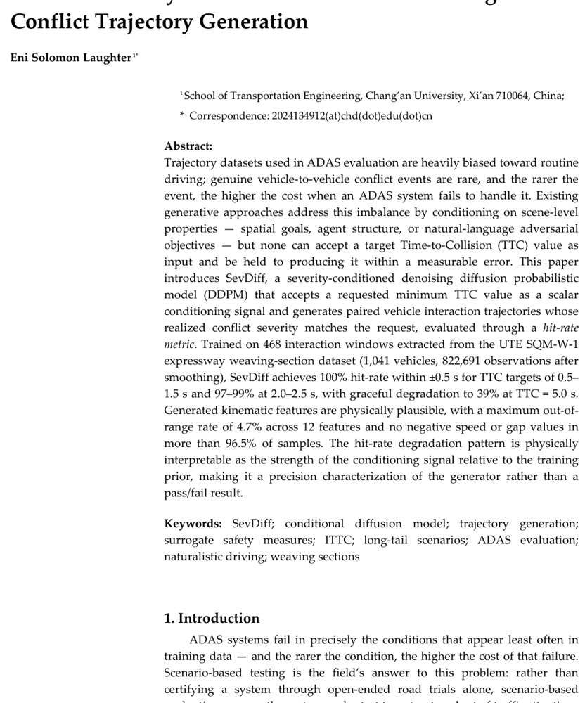 SevDiff: Severity-Conditioned Diffusion for Long-Tail Conflict Trajectory Generation Figure 1