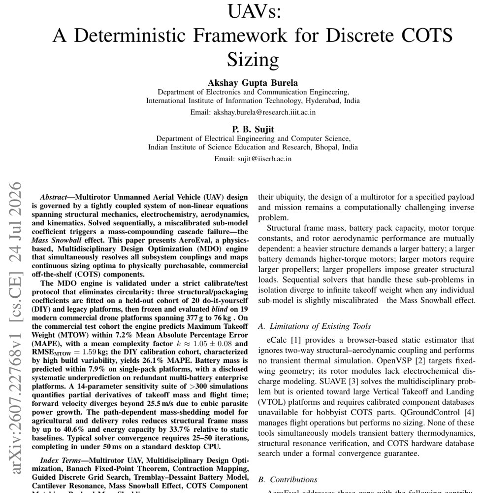 Multi-Domain Physics-Based MDO of Multirotor UAVs: A Deterministic Framework for Discrete COTS Sizing Figure 1