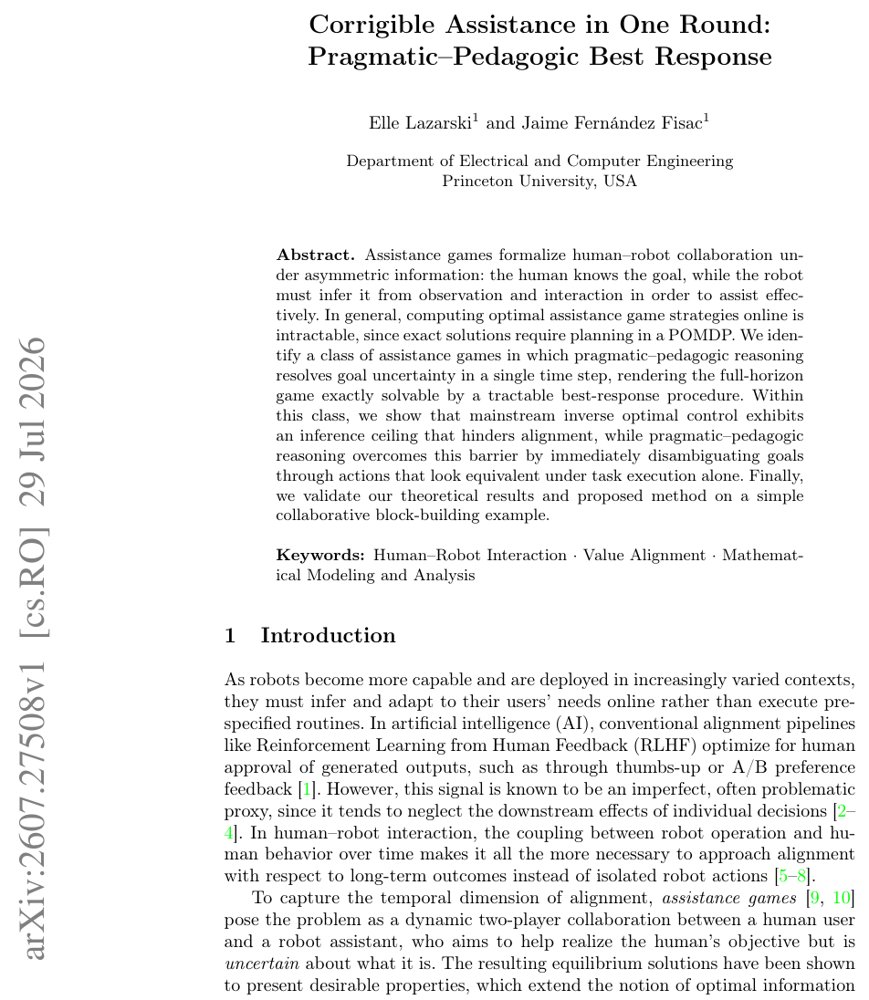 Corrigible Assistance in One Round: Pragmatic-Pedagogic Best Response Figure 1