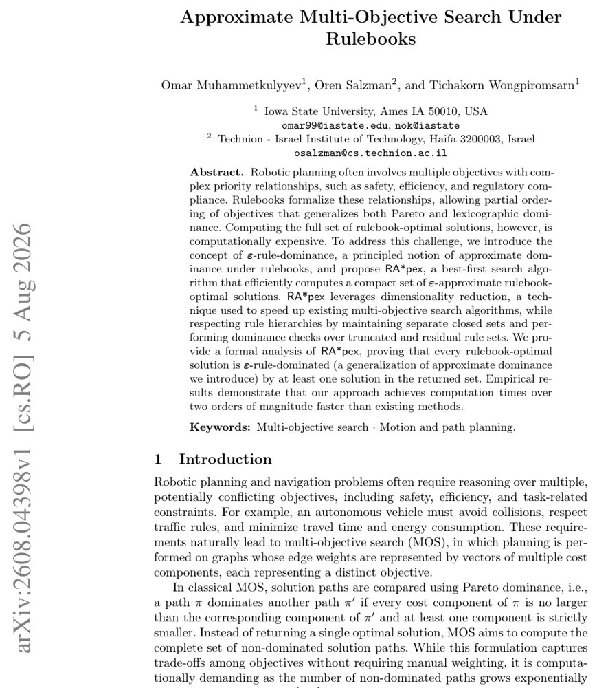 Approximate Multi-Objective Search Under Rulebooks Figure 1