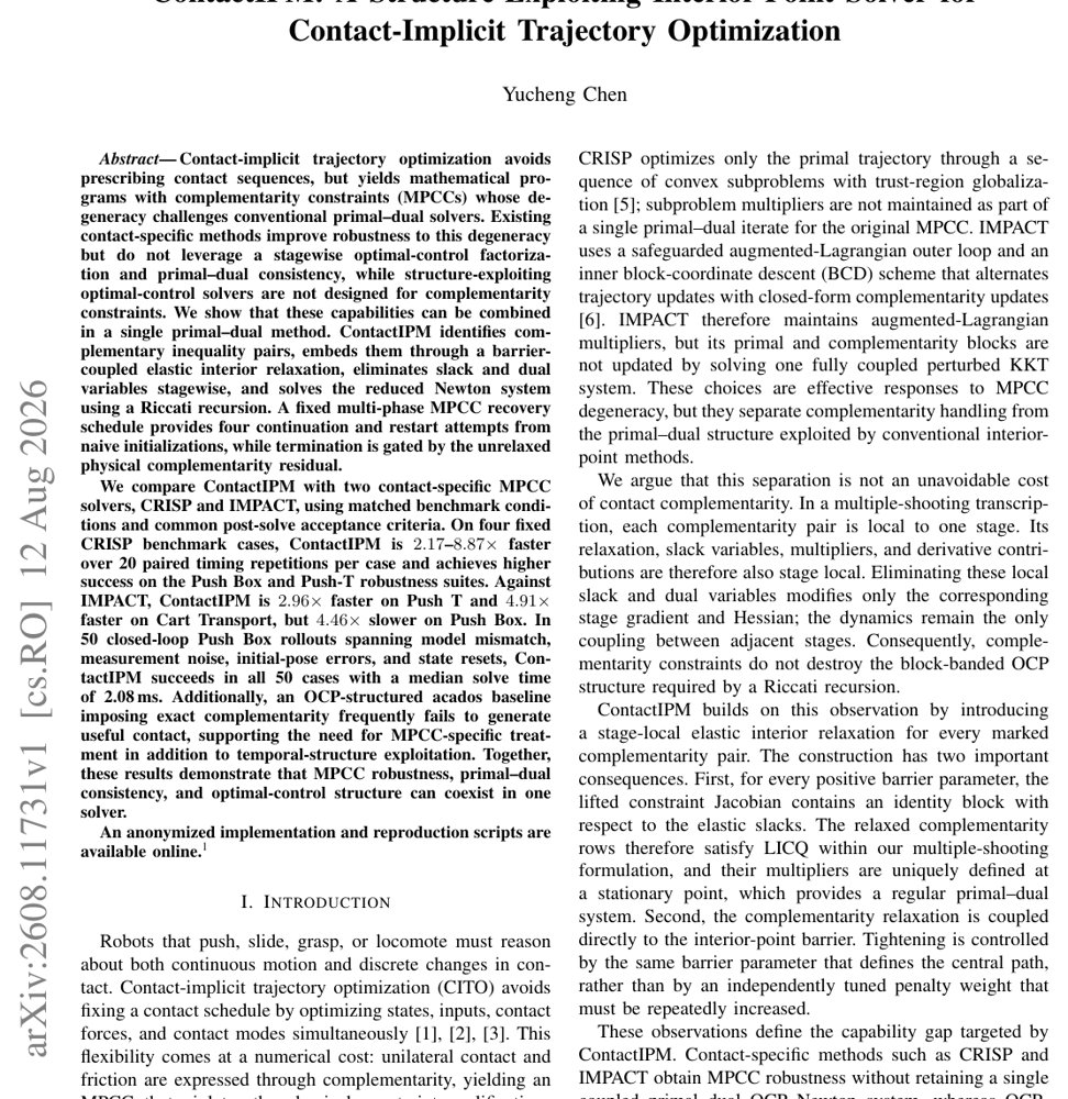 ContactIPM: A Structure-Exploiting Interior-Point Solver for Contact-Implicit Trajectory Optimization Figure 1