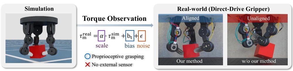 Simple Torque-Observation Alignment for Zero-Shot Sim-to-Real Grasping with a Direct-Drive Gripper Figure 1