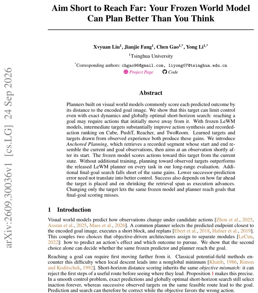 Aim Short to Reach Far: Your Frozen World Model Can Plan Better Than You Think Figure 1