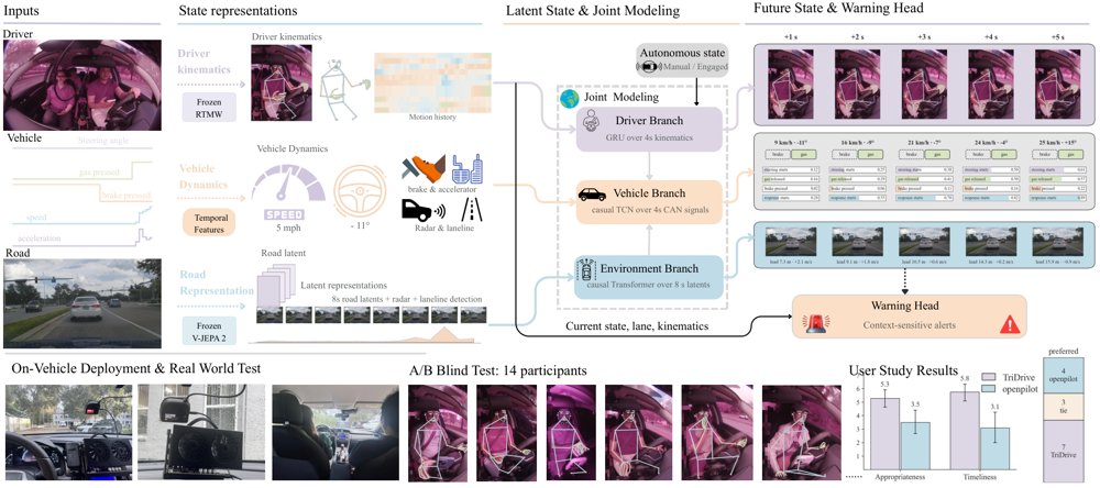 TriDrive: Joint Driver, Vehicle, and Road Modeling for Forecasting and Driver Monitoring Figure 1