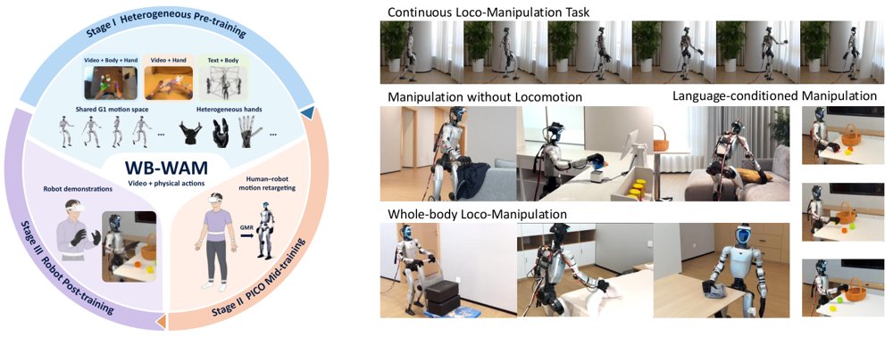 WB-WAM: Heterogeneous Body-Hand Pre-training for Humanoid Loco-Manipulation Figure 1