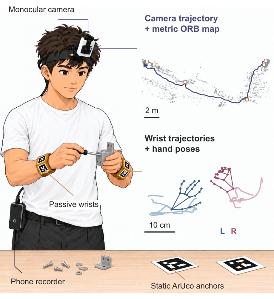 MonoEgo: Monocular Metric Egocentric Demonstration Capture with Passive Wrist Constellations and Sparse Workstation Anchors Figure 1