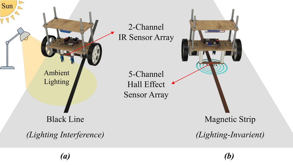 MagNav: A Dual-Core Magnetic Track Guidance Framework for Lighting-Invariant Navigation in Two-Wheeled Robots Figure 1