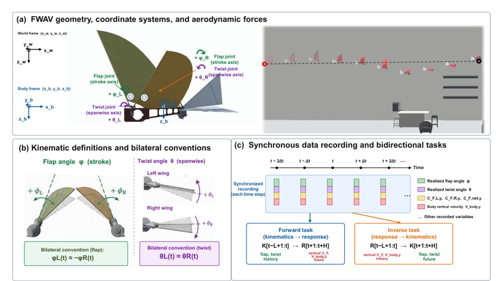 FlapKAD: A Simulation Dataset of Coupled Wing Kinematics and Aerodynamic Dynamics for Flapping-Wing Aerial Vehicles Figure 1