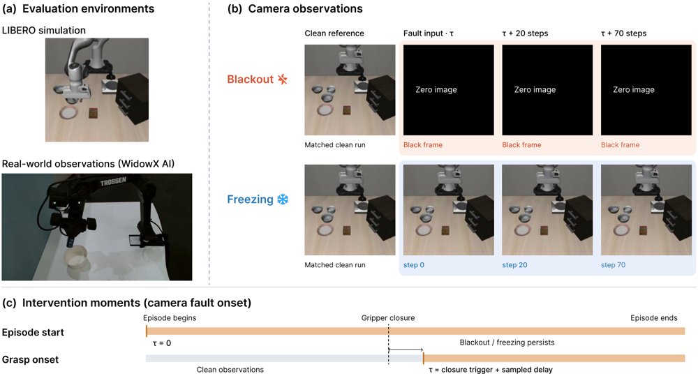 Blackout vs. Freeze: Analyzing Physical Failure Modes of VLAs under Camera Faults Figure 1