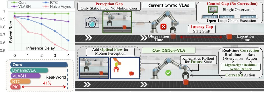 DSDyn-VLA: A Dual-Stream Dynamic Manipulation Framework with Motion Perception, Future Awareness, and Realtime Correction Figure 1