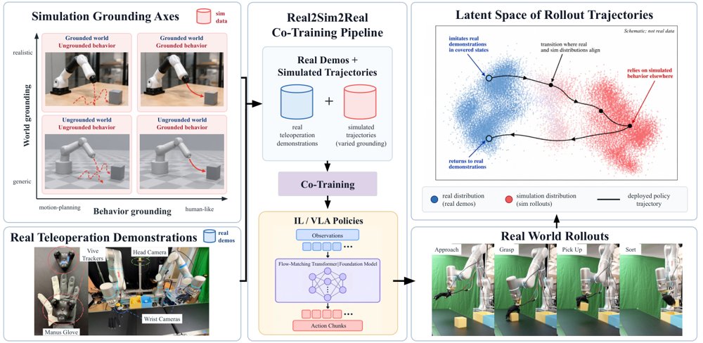 Getting Out and Getting Back: World and Behavior Grounding in Real2Sim2Real Co-Training Figure 1