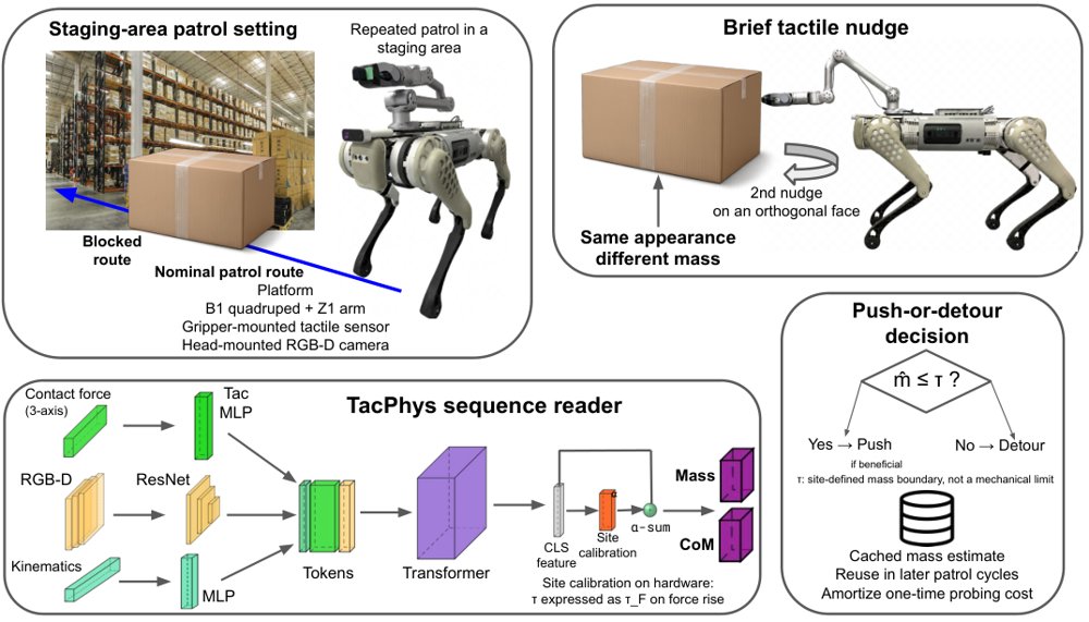 Nudge Before You Push: Physics-Aware Navigation via Tactile Probing Figure 1