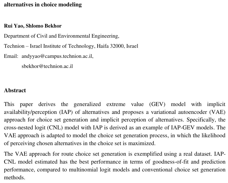 A variational autoencoder approach for choice set generation and implicit perception of alternatives in choice modeling Figure 1