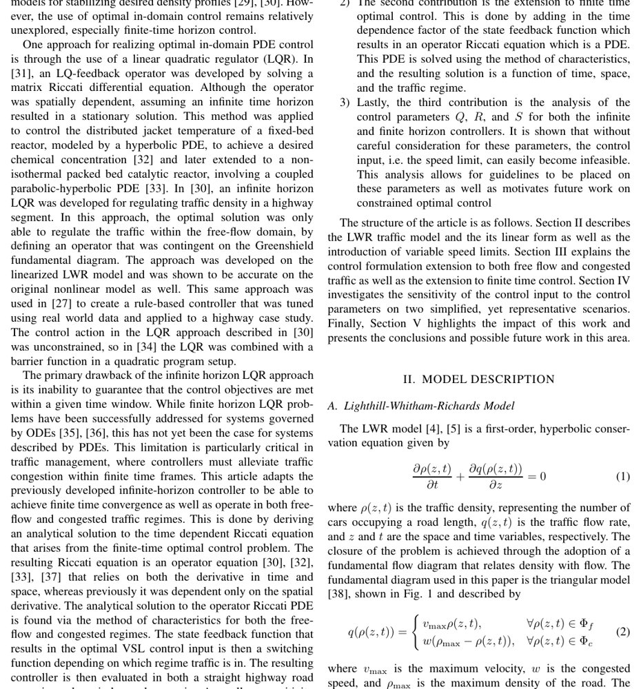 Optimal Finite-Horizon LQR Control for Traffic Flow via Variable Speed Limits Figure 1