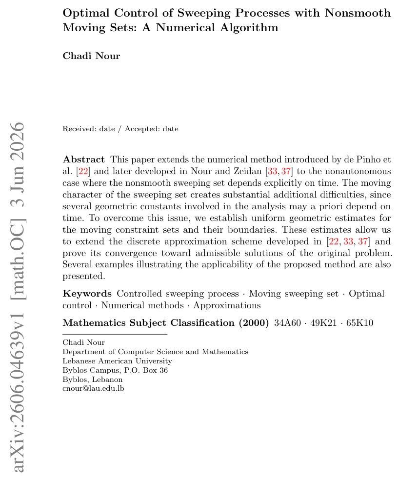 Optimal Control of Sweeping Processes with Nonsmooth Moving Sets: A Numerical Algorithm Figure 1