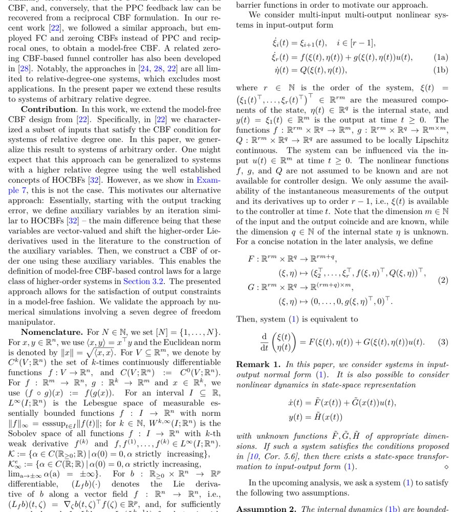 A model-free approach to control barrier functions for higher-order systems Figure 1