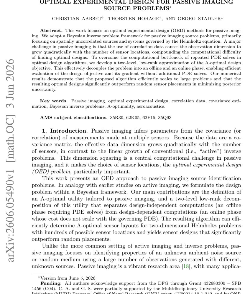 Optimal experimental design for passive imaging source problems Figure 1