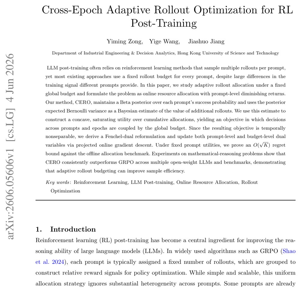 Cross-Epoch Adaptive Rollout Optimization for RL Post-Training Figure 1