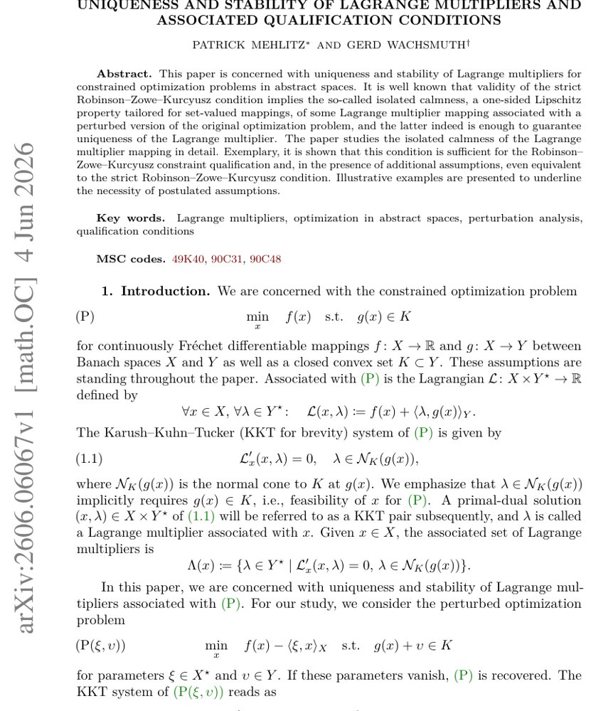 Uniqueness and stability of Lagrange multipliers and associated qualification conditions Figure 1