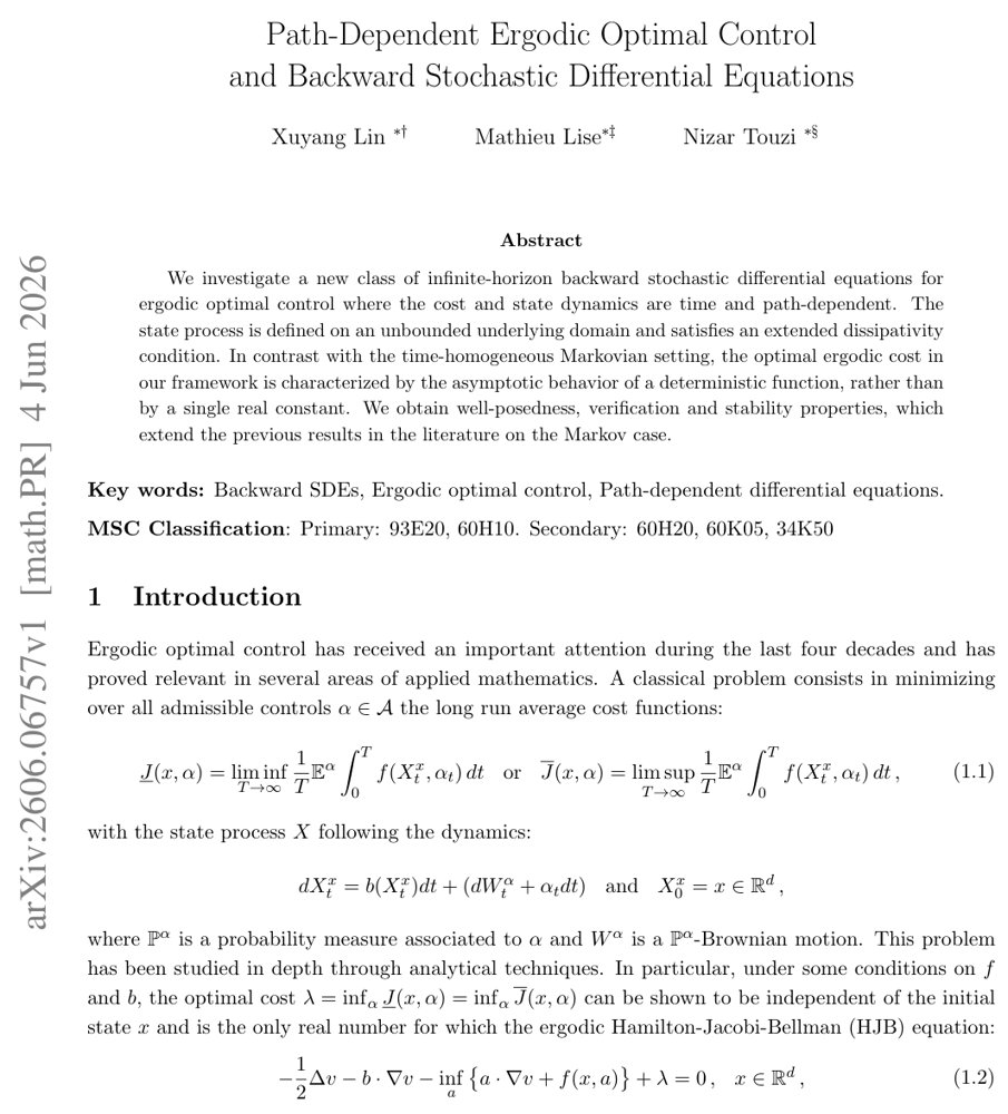 Path-Dependent Ergodic Optimal Control and Backward Stochastic Differential Equations Figure 1