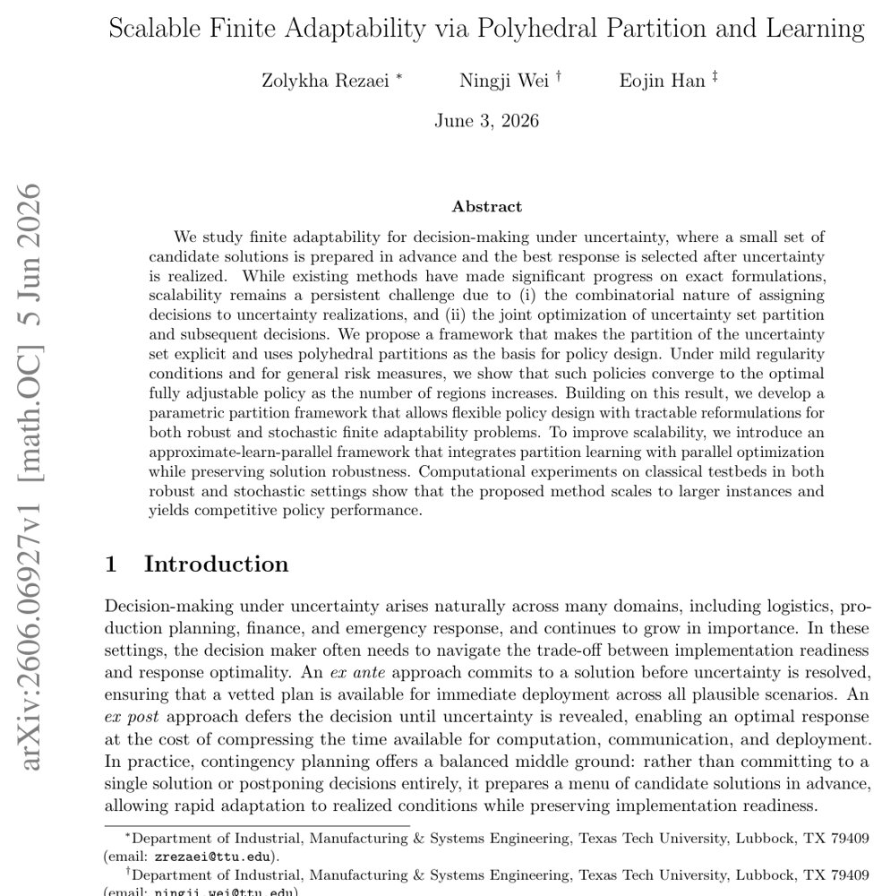 Scalable Finite Adaptability via Polyhedral Partition and Learning Figure 1