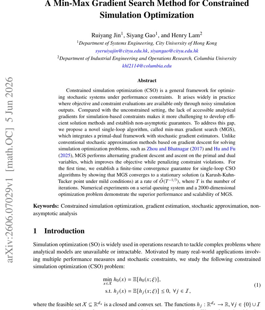 A Min-Max Gradient Search Method for Constrained Simulation Optimization Figure 1